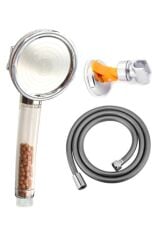 Su Tasarruflu Arıtmalı Duş Başlığı 3 Fonksiyonlu + Vakumlu Mafsal + Vera Pvc Hortum