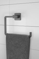 Kare Mat Siyah Ömür Boyu Paslanmaz Kare Havluluk Askısı