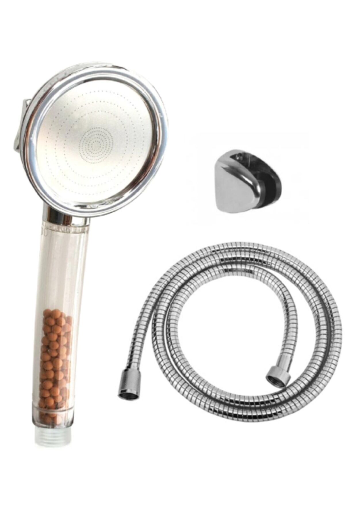 Su Tasarruflu Arıtmalı Duş Başlığı 3 Fonksiyonlu + Duş Hortumu + Duş Askısı Duş Takımı