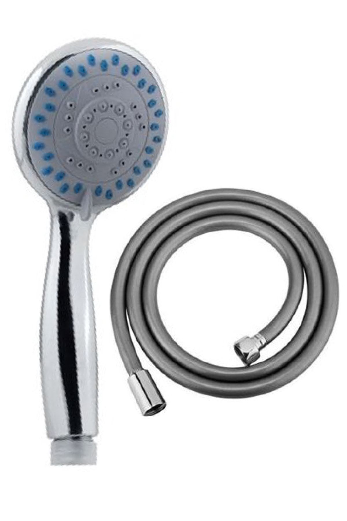 Gediz 4 Fonksiyonlu Duş Başlığı + Pvc Spiral Duş Hortumu Duş Seti Duş Takımı