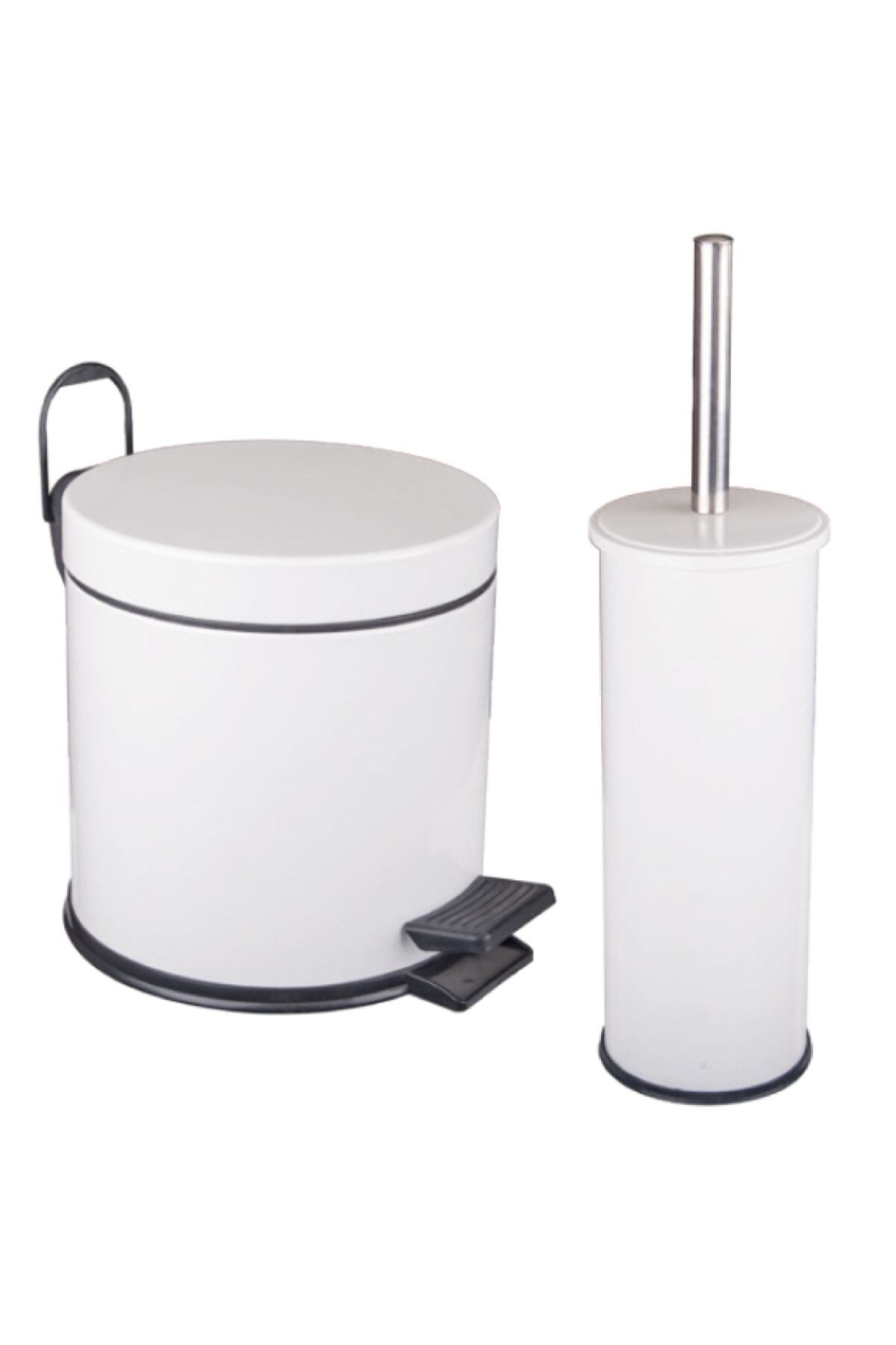 Beyaz 3 Litre Çöp Kovası + Tuvalet Fırçası Çöp Kovası Seti