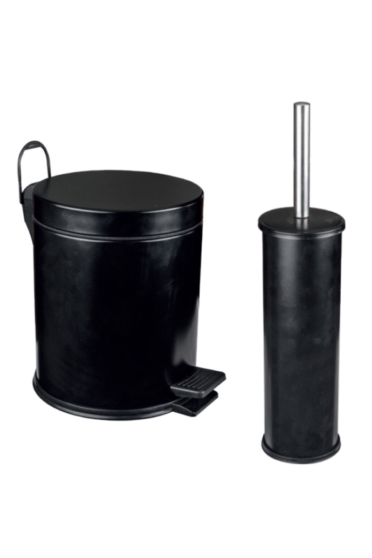 Siyah 5lt Çöp Kovası ve Tuvalet Fırçası İkili Banyo Seti