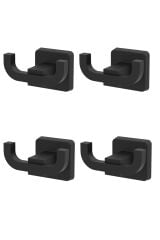 Kare Mat Siyah Ikili Bornoz Ve Havlu Askılık 4 Adet