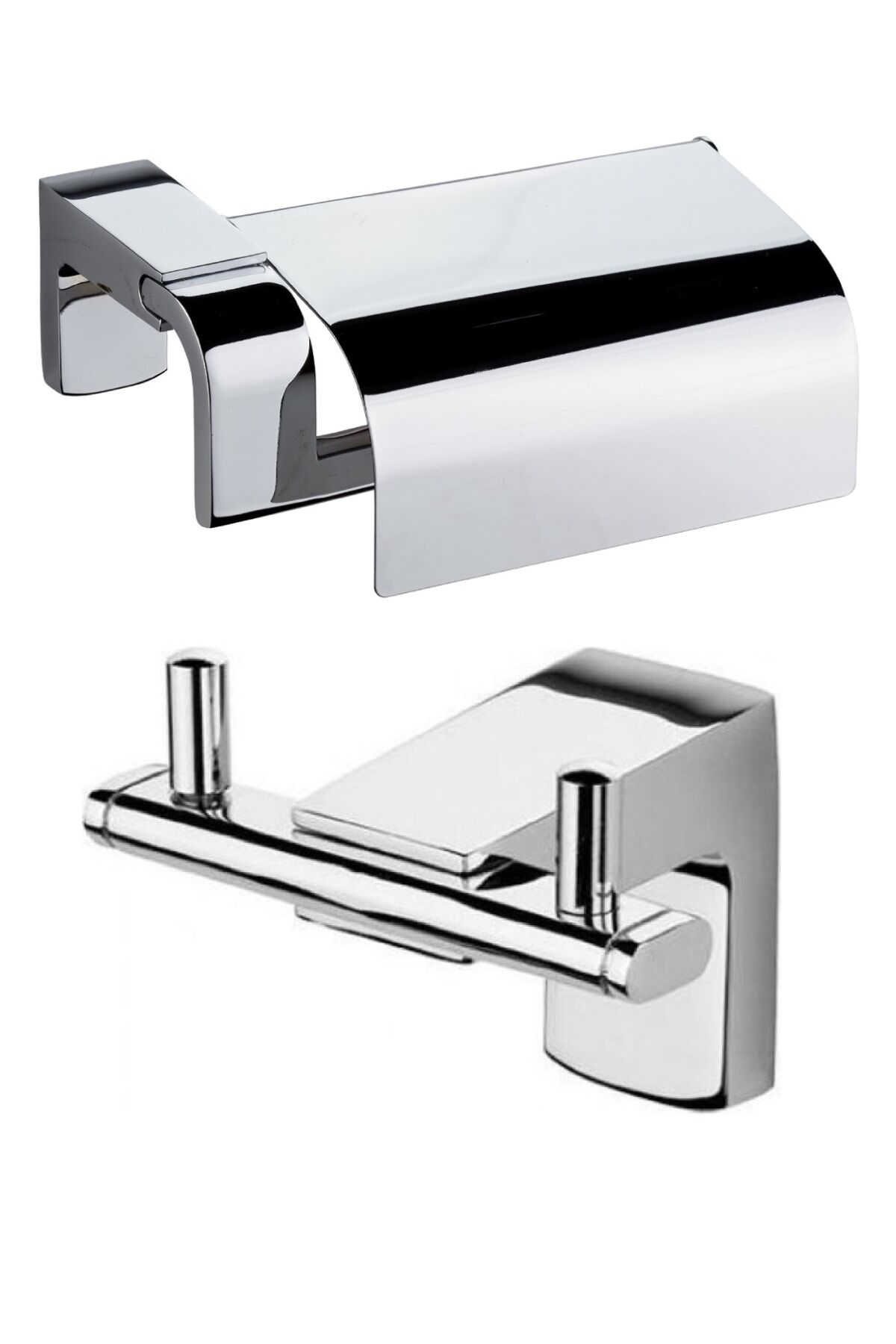 Premium Ikili Bornoz Askılık + Kapaklı Kağıtlık Ikili Aksesuar Seti