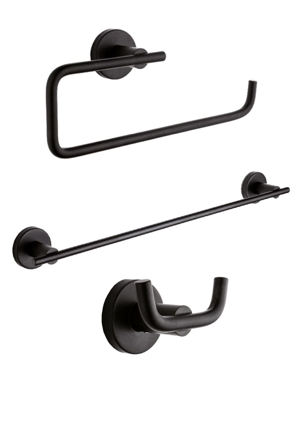 Inci Siyah Ikili Askılık + Uzun Ve Kağıt Havluluk Banyo Seti