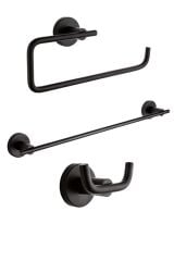 Inci Siyah Ikili Askılık + Uzun Ve Kağıt Havluluk Banyo Seti