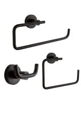Inci Siyah Ikili Askılık + Yuvarlak Ve Kağıt Havluluk Banyo Seti