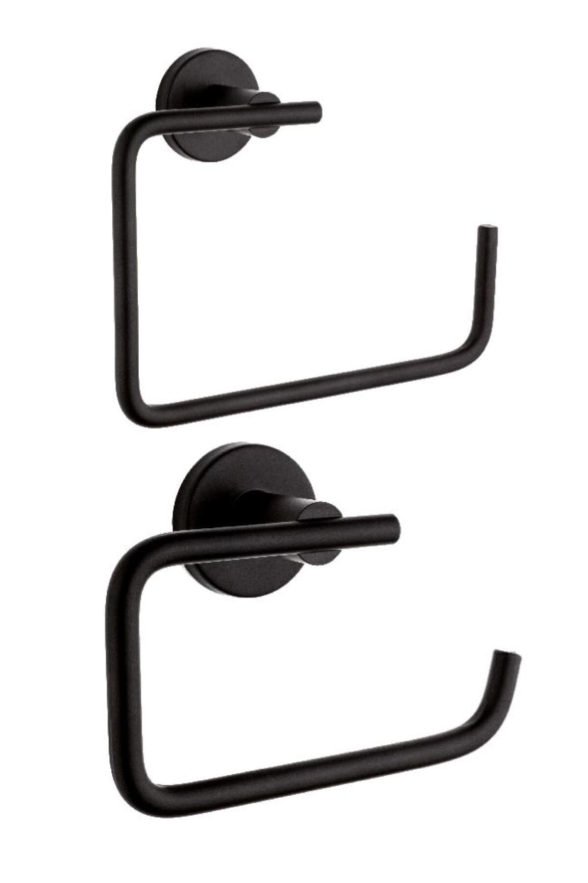 Inci Siyah Kapaksız Kağıtlık + Yuvarlak Havluluk Banyo Seti