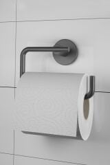 Inci Siyah Kapaksız Kağıtlık + Ikili Bornoz Askılık Banyo Seti