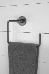 Inci Siyah Uzun Havluluk Kapaksız Kağıtlık Yuvarlak Havluluk Banyo Seti