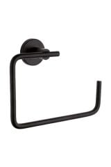 Inci Siyah Yuvarlak Havluluk + Uzun Havluluk + Ikili Askılık Banyo Seti