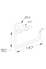 Inci Siyah Kapaksız Kağıtlık + Ikili Askılık + Uzun Havluluk 3'lü Banyo Seti