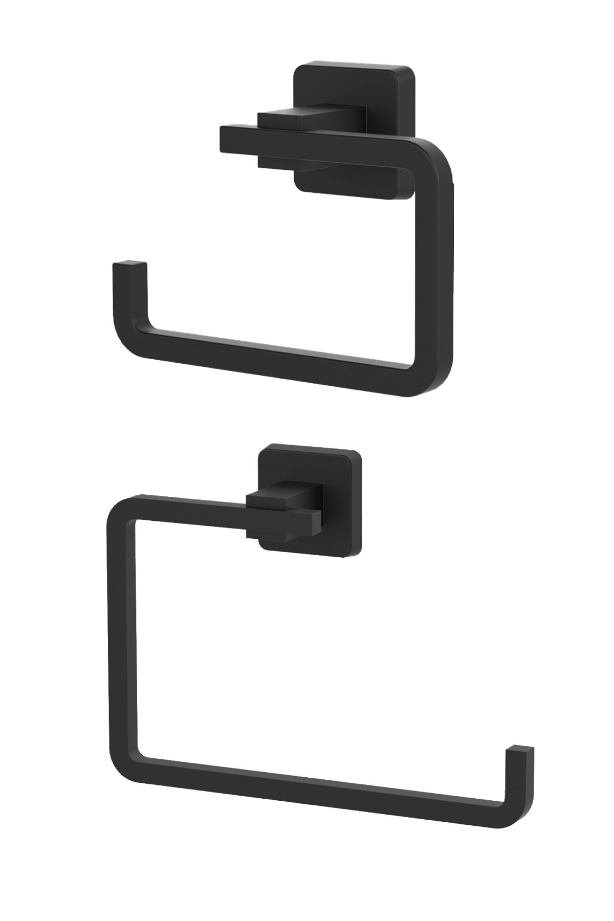 Kare Mat Siyah Kapaksız Kağıtlık + Yuvarlak Havluluk Ikili Banyo Seti