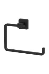 Kare Mat Siyah Ikili Bornoz Askılık + Yuvarlak Havluluk Ikili Banyo Seti