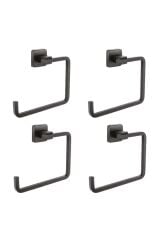 Kare Mat Siyah Kapaksız Kağıtlık + Yuvarlak Havluluk + Uzun Havluluk Banyo Seti