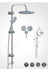 Rain Deluxe Gri Orion Tepe Duş Takımı Duş Sistemi