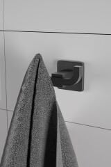 Mat Siyah Ikili Askılık + Diş Fırçalık + Sabunluk + Kağıtlık Banyo Seti