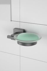 Mat Siyah Ikili Askılık + Diş Fırçalık + Sabunluk + Kağıtlık Banyo Seti