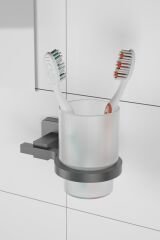 Mat Siyah Diş Fırçalık + Sabunluk + Kağıt Havluluk Banyo Seti