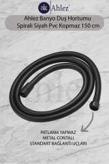 Banyo Mat Siyah Pvc Duş Hortumu Duş Spirali 150cm