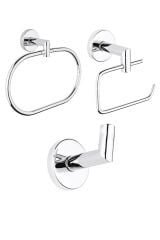 Diamond Elips Havluluk Açık Kağıtlık Tekli Askılık Banyo Takım Seti