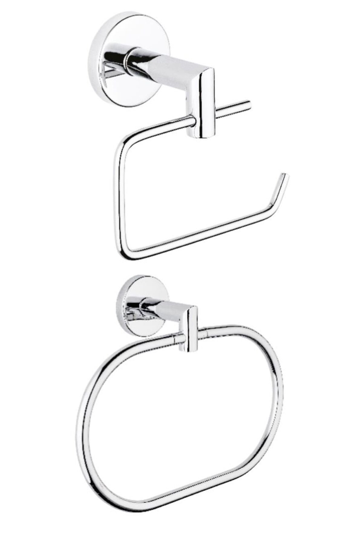 Diamond Paslanmaz Elips Havluluk + Açık Kağıtlık Banyo Takımı