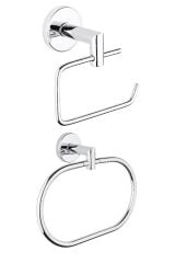 Diamond Paslanmaz Elips Havluluk + Açık Kağıtlık Banyo Takımı