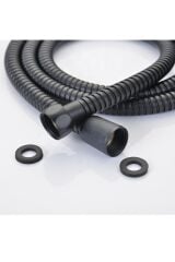 Lite Paslanmaz Duş Başlığı + Siyah Duş Hortumu Duş Takımı Duş Seti