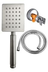 Shine Krom Paslanmaz Duş Başlığı + Duş Hortumu + Vakumlu Mafsal Duş Takımı