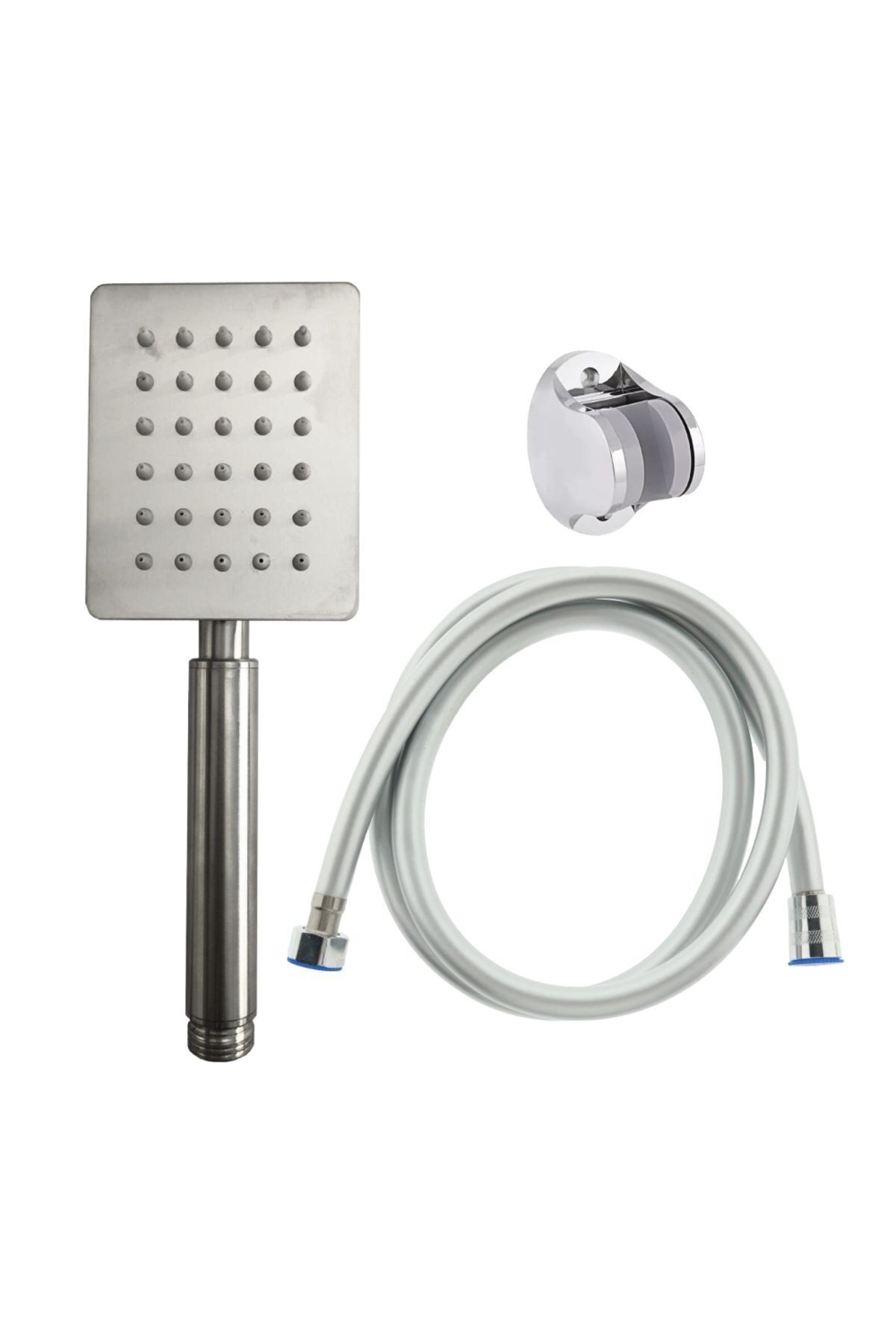 Paslanmaz 304 Kare Duş Başlığı , Pvc Duş Hortumu Ve Mafsal Duş Seti