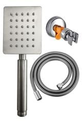 Shine Krom Paslanmaz Duş Başlığı + Pvc Duş Hortumu + Vakumlu Mafsal Duş Takımı