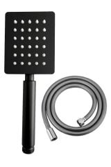 Shine Siyah Paslanmaz Duş Başlığı + Pvc Duş Hortumu Duş Takımı Duş Seti