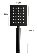 Shine Siyah Paslanmaz Duş Başlığı + Pvc Duş Hortumu + Vakumlu Mafsal Duş Takımı