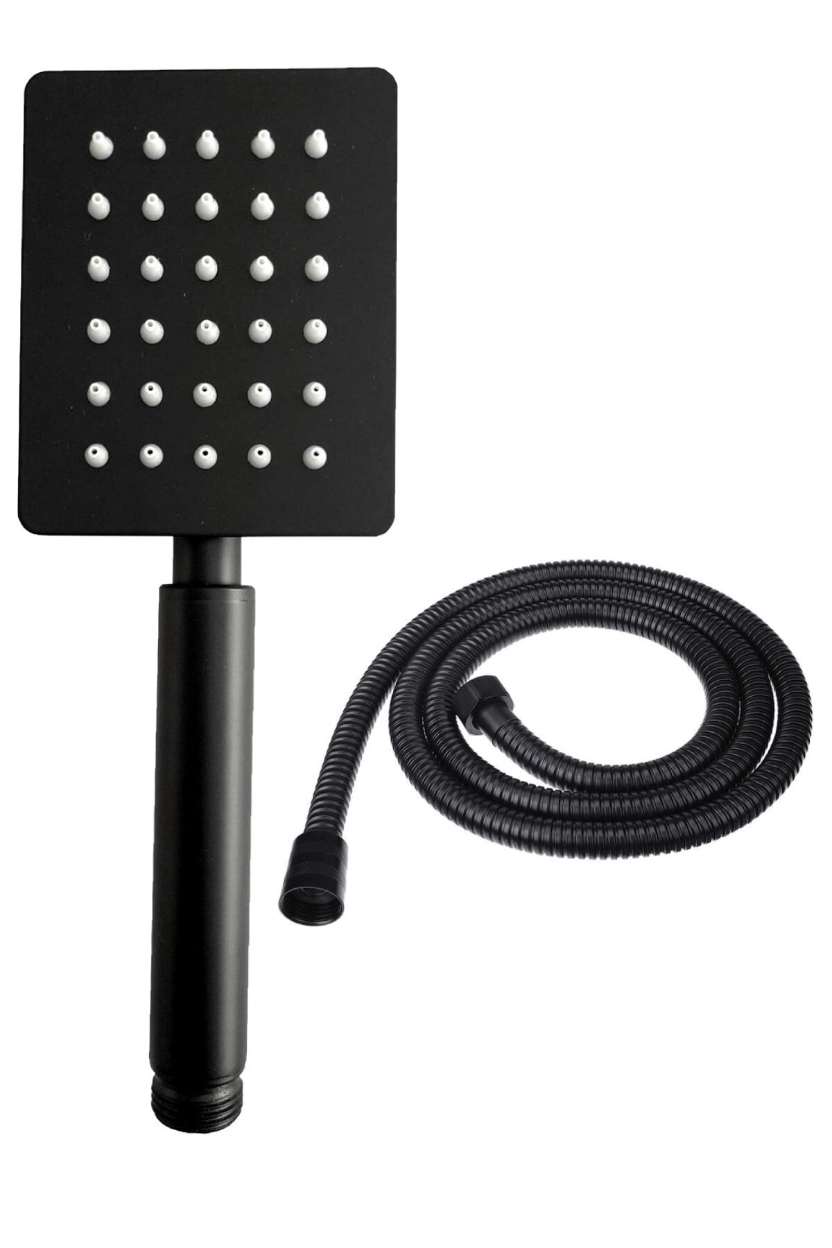 Shine Siyah Paslanmaz Duş Başlığı + Siyah Duş Hortumu Duş Takımı Duş Seti