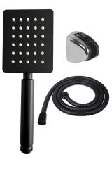 Shine Siyah Paslanmaz Duş Başlığı + Siyah Duş Hortumu + Mafsal Duş Takımı Duş Seti