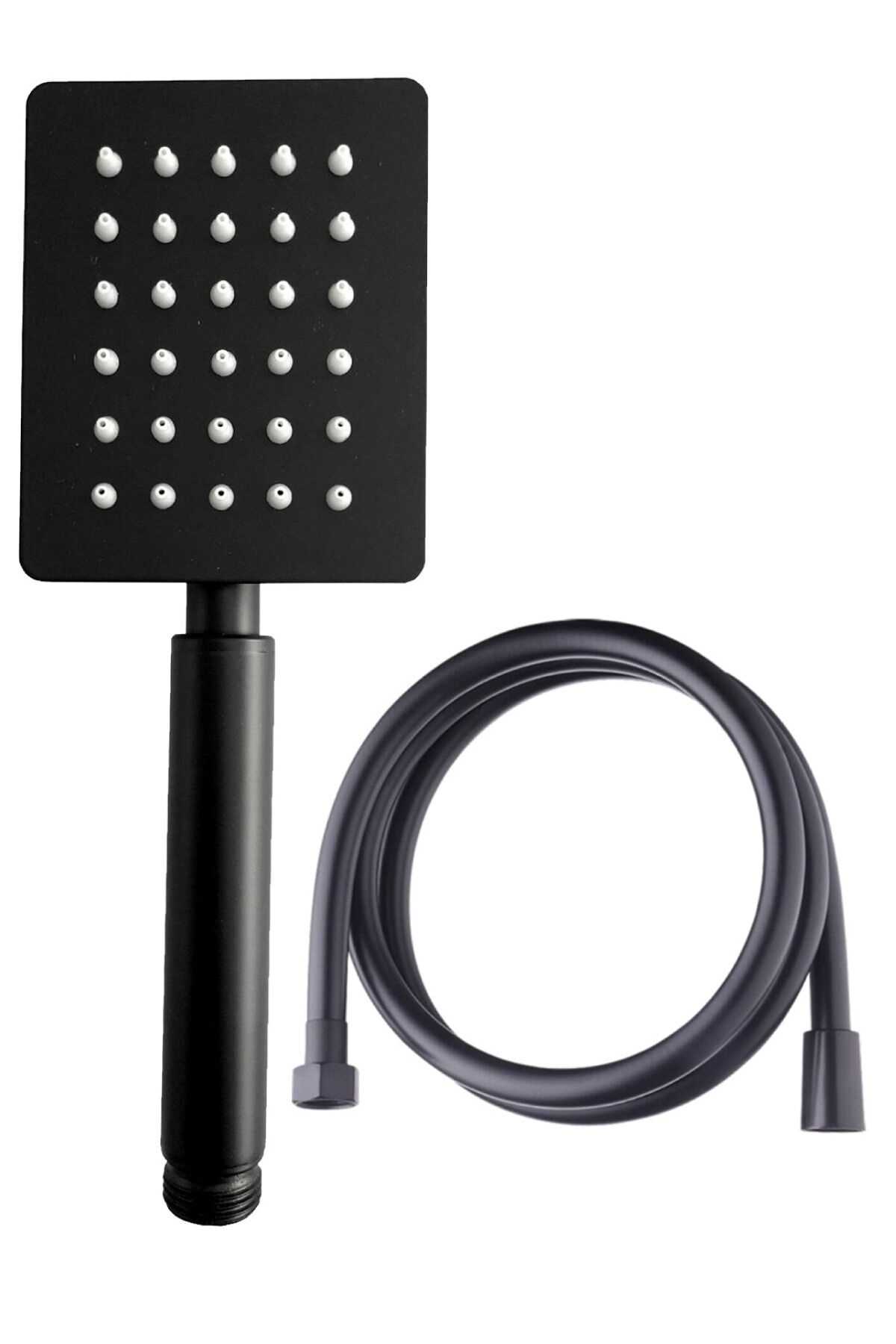 Shine Siyah Paslanmaz Duş Başlığı + Siyah Pvc Duş Hortumu Duş Takımı Duş Seti