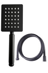 Shine Siyah Paslanmaz Duş Başlığı + Siyah Pvc Duş Hortumu Duş Takımı Duş Seti