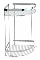 Ömür Boyu Paslanmaz Krom Iki Katlı Köşe Süngerlik Şampuanlık Duş Rafı