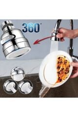 Krom 3 Fonksiyonlu Mutfak Lavabo Başlığı 360 Derece Döner Musluk Ucu Su Tasarruflu
