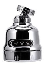 Krom 3 Fonksiyonlu Mutfak Lavabo Başlığı 360 Derece Döner Musluk Ucu Su Tasarruflu