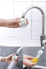 Beyaz 360 Derece Dönebilen 3 Fonksiyonlu Su Tasarruflu Filtre Püskürtücü Musluk Ucu