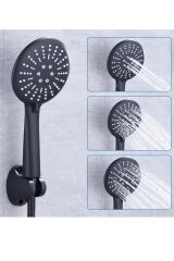 Star 3 Fonksiyonlu Siyah Duş Başlığı Pvc Duş Hortumu Mafsal Duş Takımı