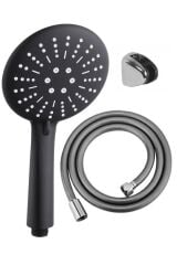 Star 3 Fonksiyonlu Siyah Duş Başlığı Pvc Duş Hortumu Mafsal Duş Takımı