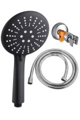 Star 3 Fonksiyonlu Siyah Duş Başlığı Duş Hortumu Vakumlu Mafsal Duş Takımı