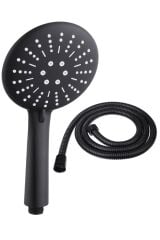 Star 3 Fonksiyonlu Siyah Duş Başlığı Siyah Duş Hortumu Duş Takımı Duş Seti