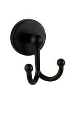 Base Mat Siyah Ikili Bornoz Askılık + Yuvarlak Havluluk Banyo Seti