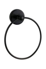 Base Mat Siyah Yuvarlak Havluluk + Kapaklı Kağıtlık + Ikili Askılık Banyo Seti