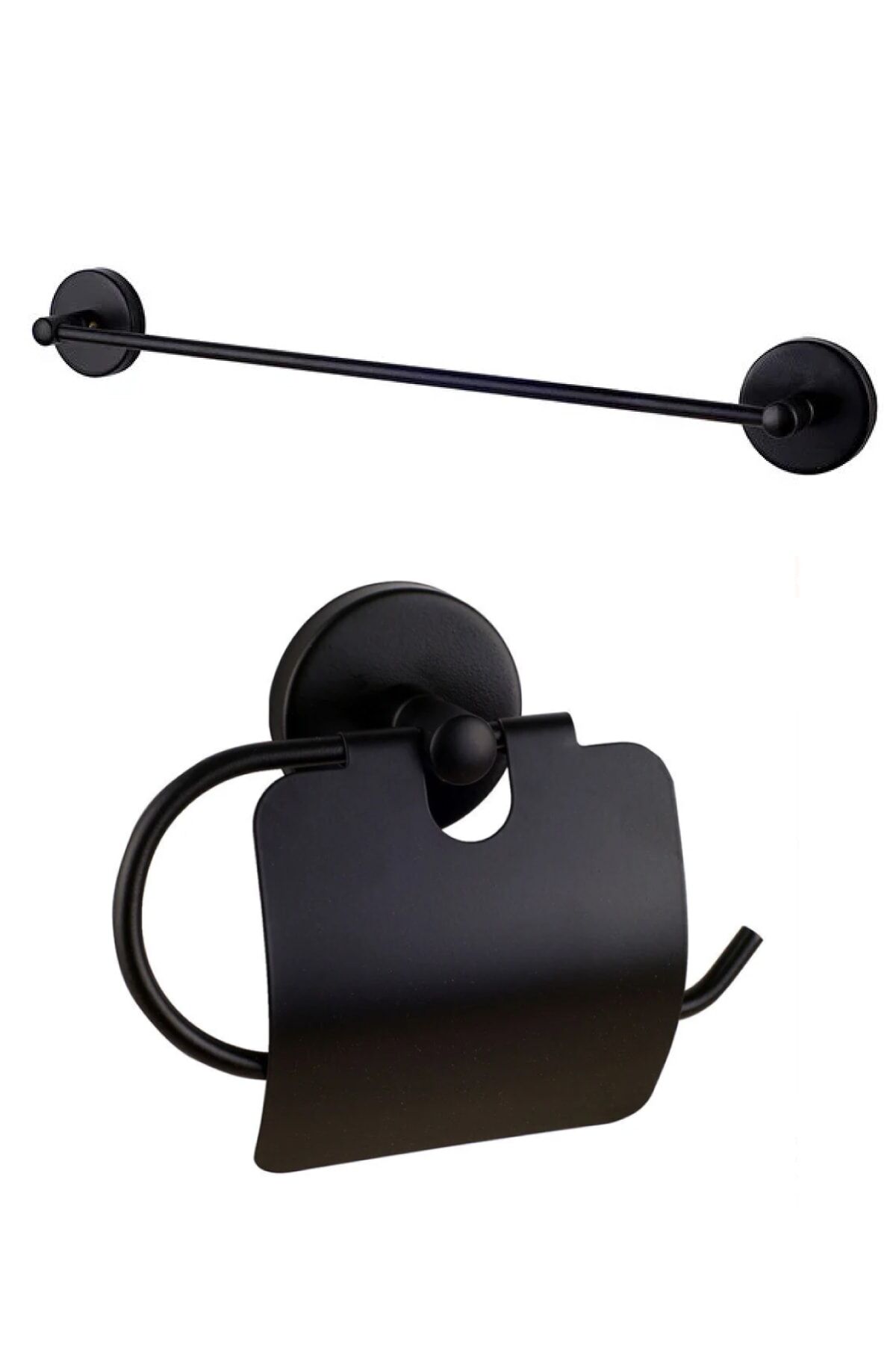 Base Uzun Havluluk + Kapaklı Tuvalet Kağıtlık Ikili Banyo Seti