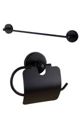 Base Uzun Havluluk + Kapaklı Tuvalet Kağıtlık Ikili Banyo Seti