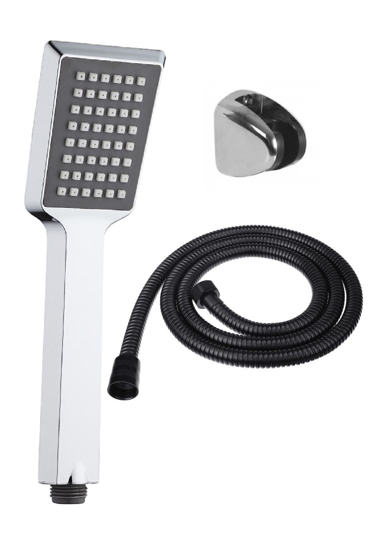 Arya Duş Başlığı + Siyah Duş Hortumu + Mafsal Duş Takımı Duş Seti